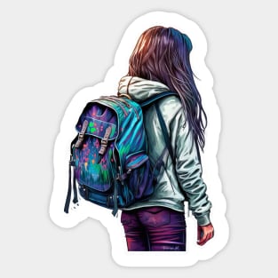 Girl with a backpack design #5 Sticker